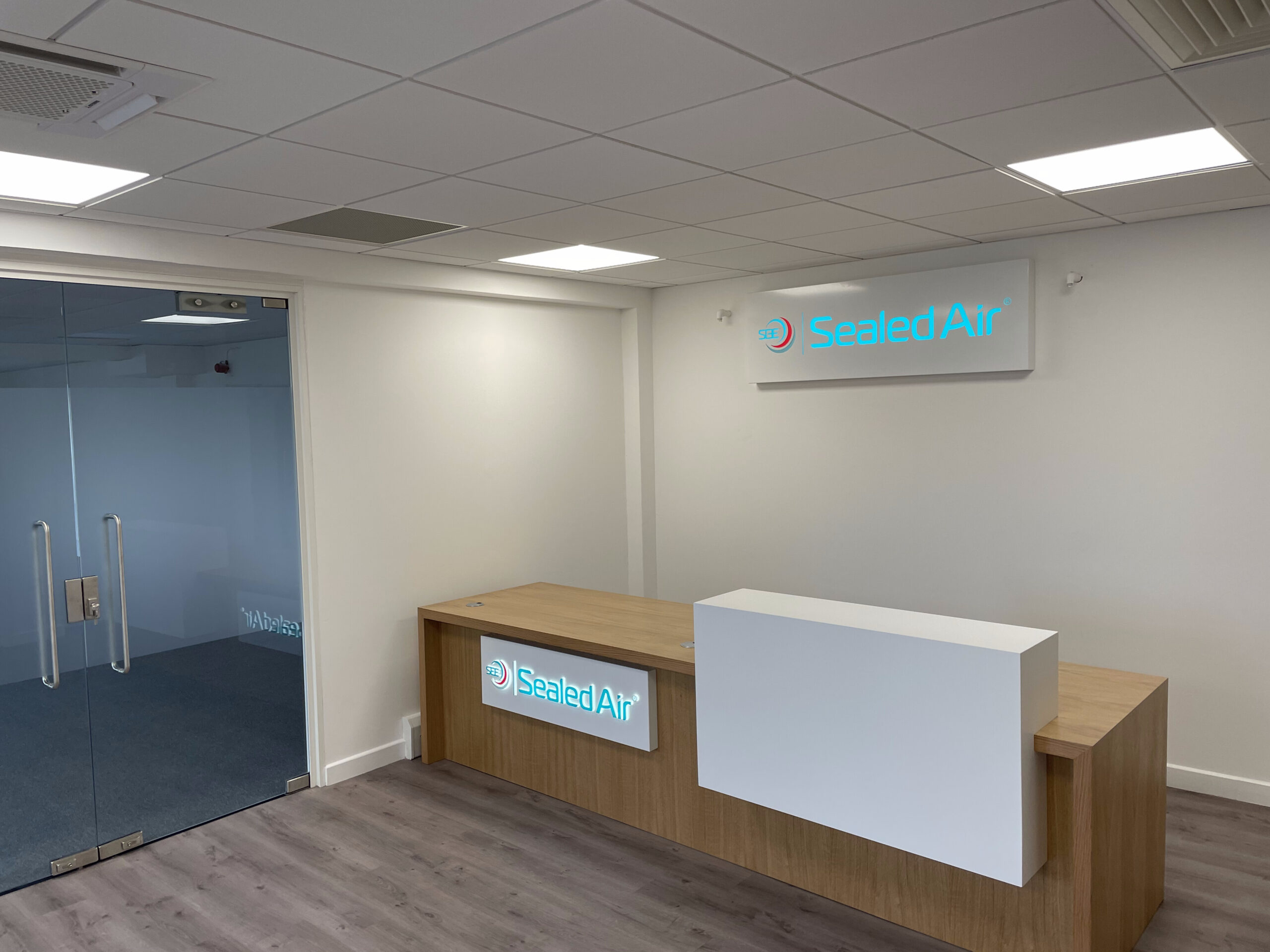 Refurbished reception and glazed office